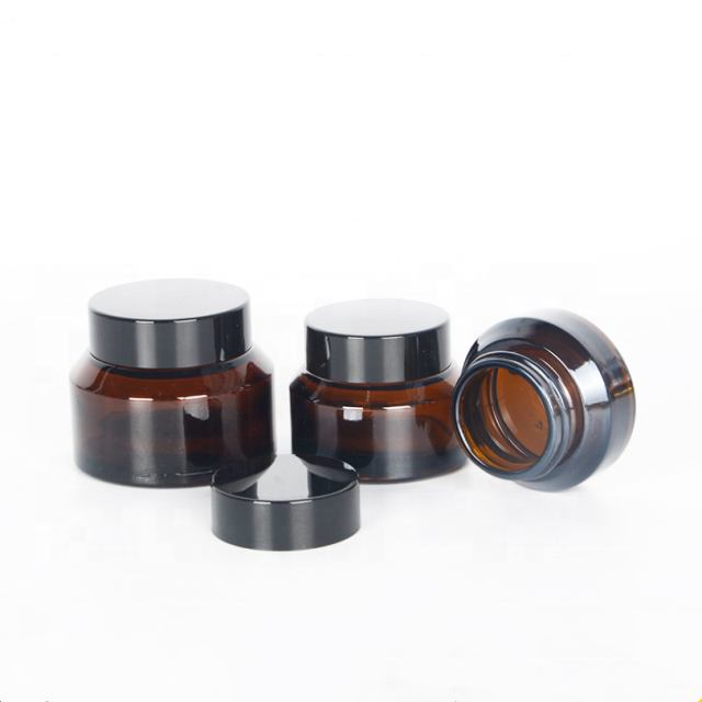 In stock 15g 30g 50g clear amber and blue empty glass cream jar for cosmetic packaging