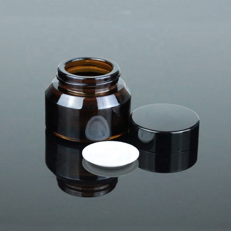 In stock 15ml 30ml 50ml 1oz 0.7oz Dark Amber Serum Container Slant shoulder Eye Cream Glass Jar (GJM44)