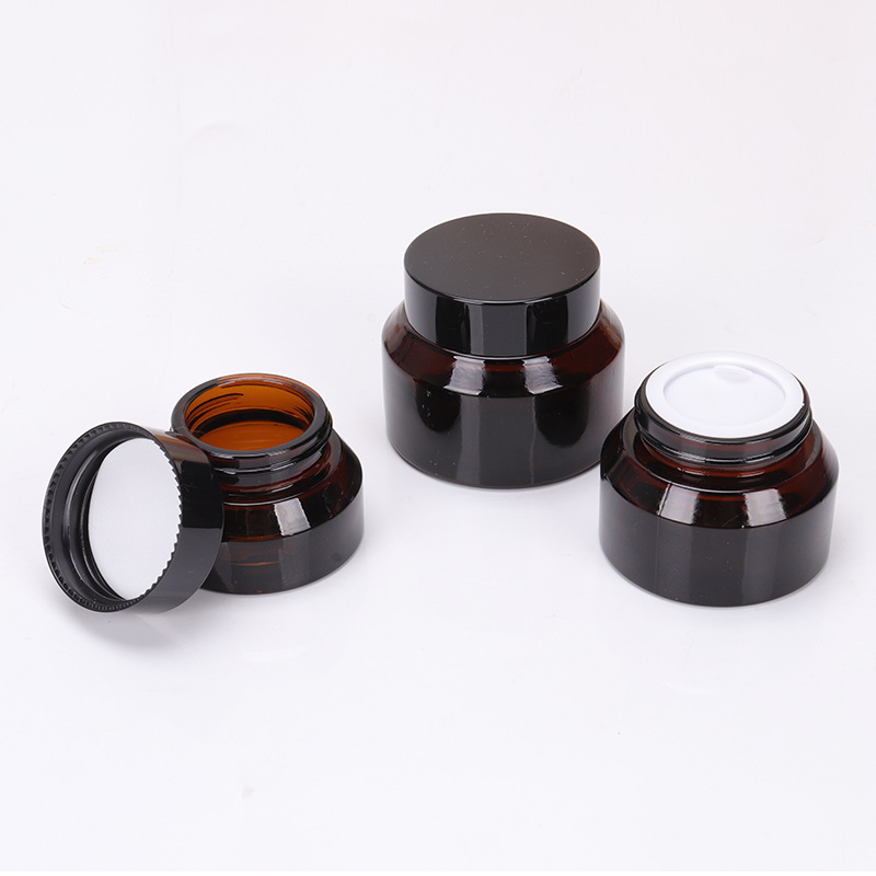 In stock 15ml 30ml 50ml Custom Amber Cosmetic Face Glass Cream Jar