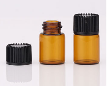 In stock 1ml 2ml 3ml 5ml amber glass vials essential oil bottle with screw cap and plug (MG10)