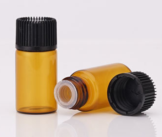 In stock 1ml 2ml 3ml 5ml amber glass vials essential oil bottle with screw cap and plug (MG10)