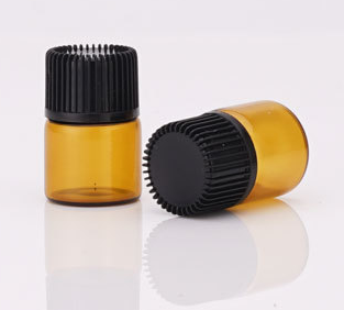 In stock 1ml 2ml 3ml 5ml amber glass vials essential oil bottle with screw cap and plug (MG10)