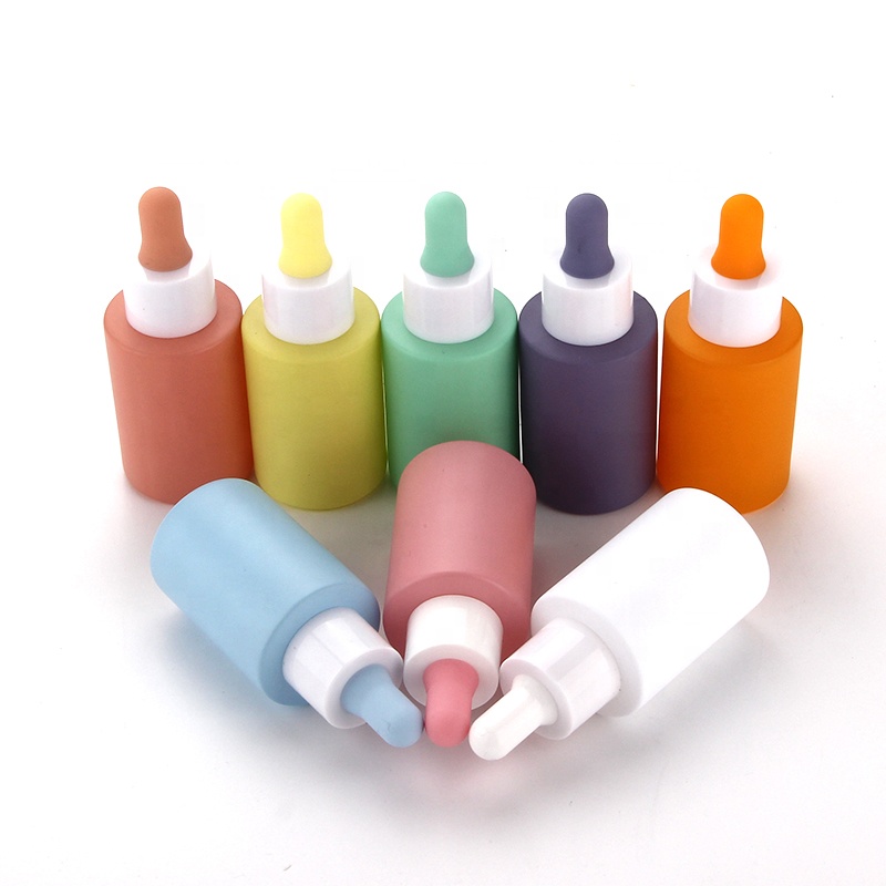 In stock 1oz 30ml pink yellow blue green purple colored glass dropper bottles for wholesale