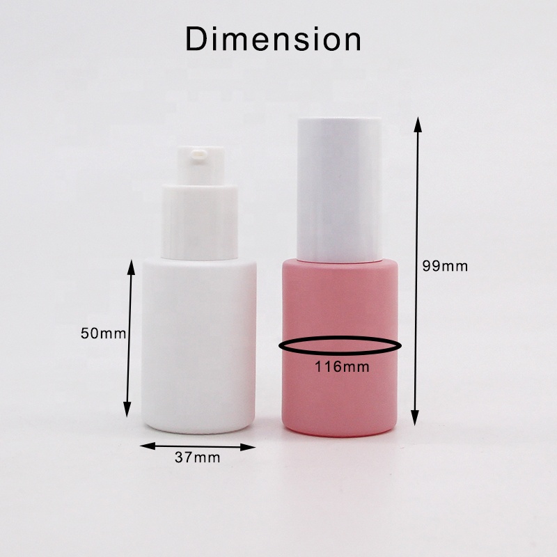 In stock 1oz 30ml pump serum bottle pastel colors pink blue purple for cosmetic packaging