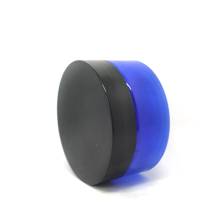 In stock 200ml 200g blue pet jar with black plastic lid