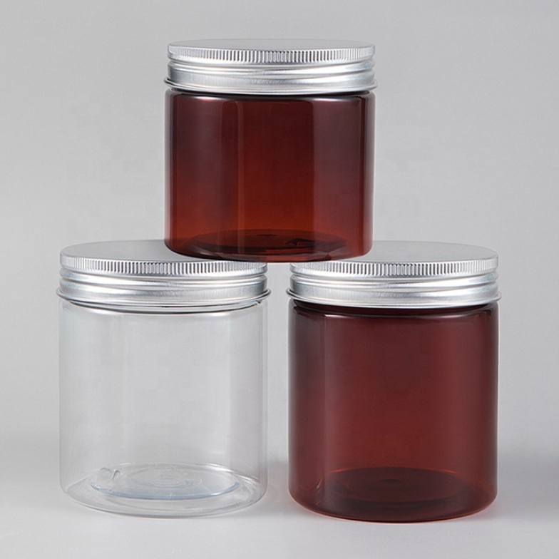 In stock 200ml 200g blue pet jar with black plastic lid