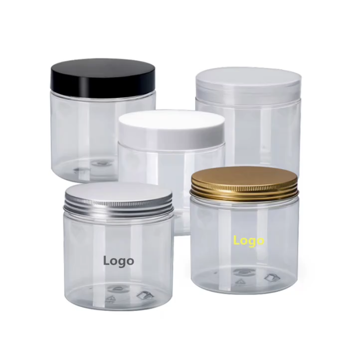 In stock 200ml 200g blue pet jar with black plastic lid