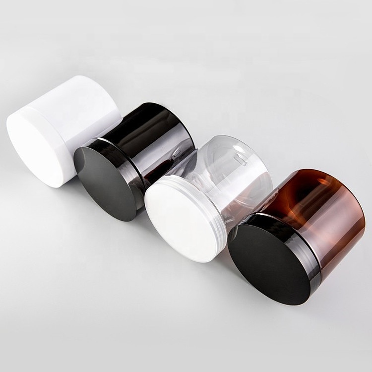 In stock 200ml 200g blue pet jar with black plastic lid