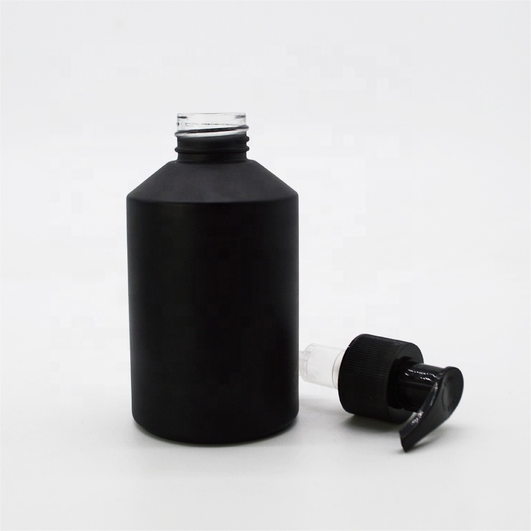 In stock 200ml frosted matte black glass bottles with pump and spray