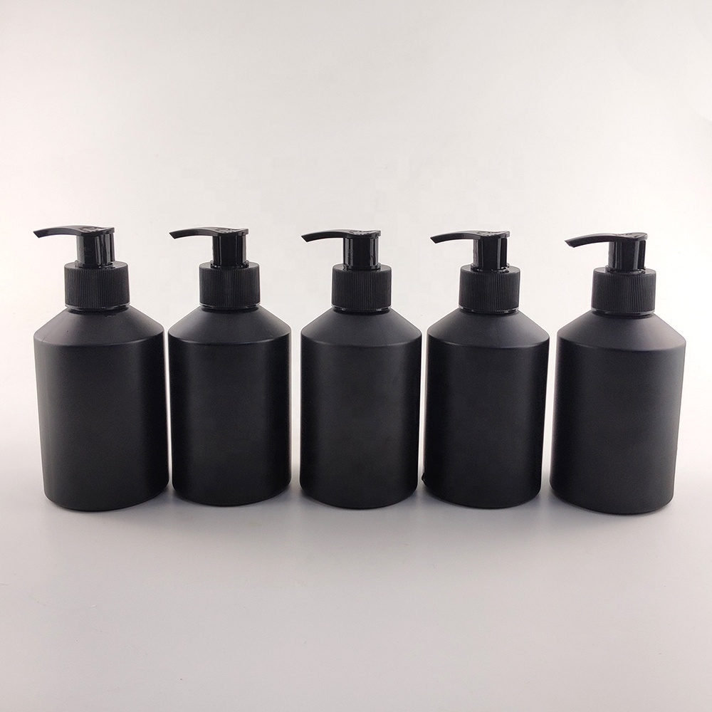 In stock 200ml frosted matte black glass bottles with pump and spray
