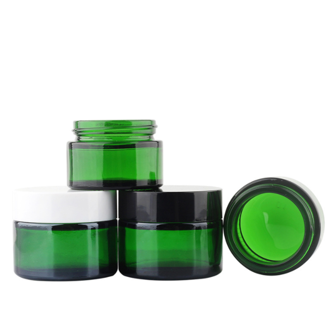 In stock 20G 30G 50G empty green glass jars