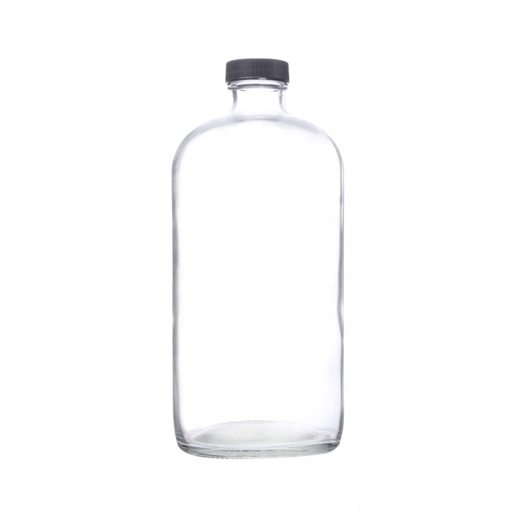 In stock 250ml 500ml 1000ml round shape glass juice container bottles cheap with plasic aluminum lids
