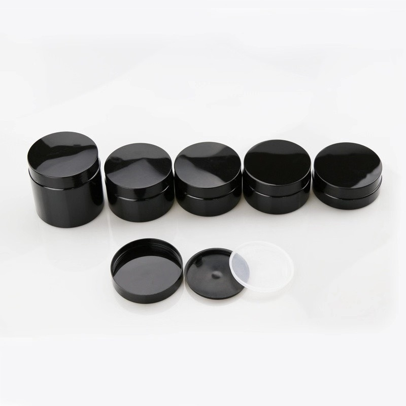 In stock 30ml 50 80 100 120 150 200 250ml 1oz 4ozpet plastic jars with gold lid cosmetics 8oz black plastic jars for cream
