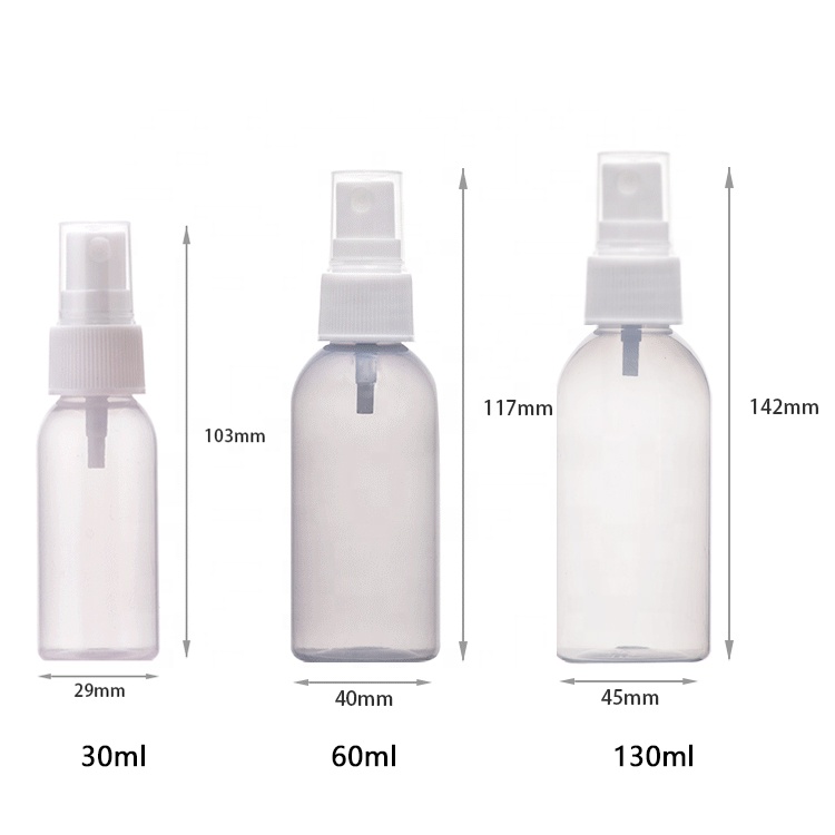 In stock 30ml 60ml 130ml empty plastic spray bottle small plastic fine mist sprayer plastic perfume bottles