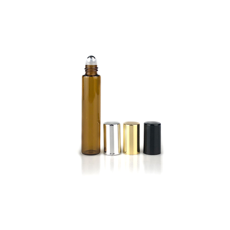 In stock 3ml 5ml 10ml amber roll on tube essential oil bottle for perfume packaging