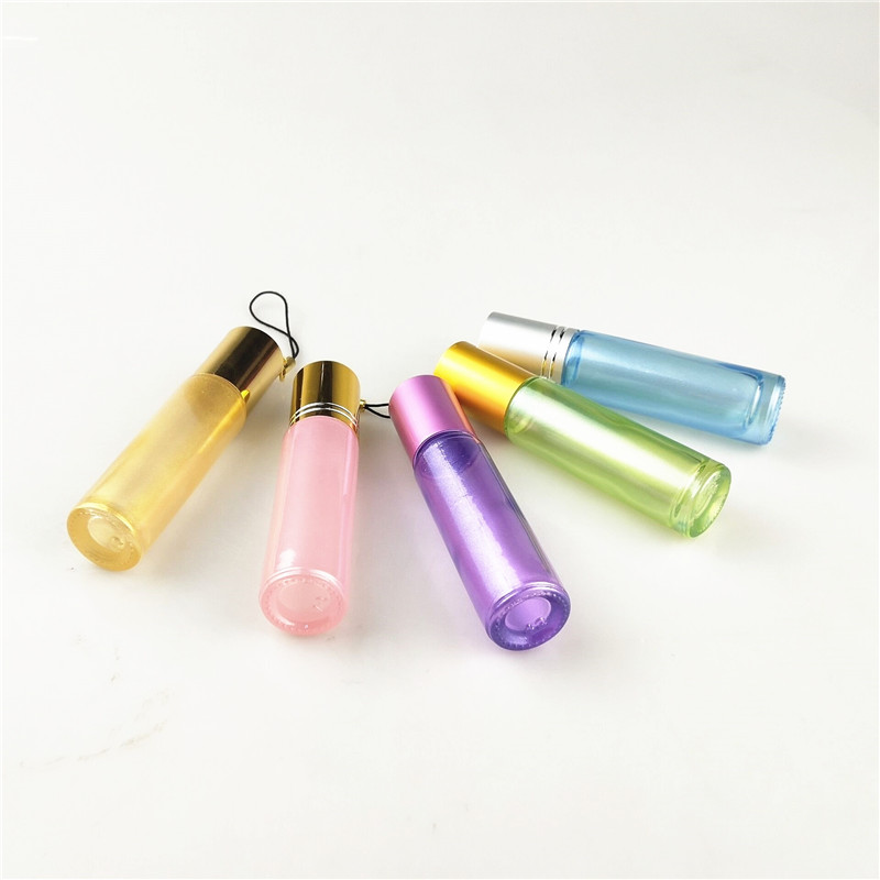 In stock 3ml 5ml 10ml amber roll on tube essential oil bottle for perfume packaging