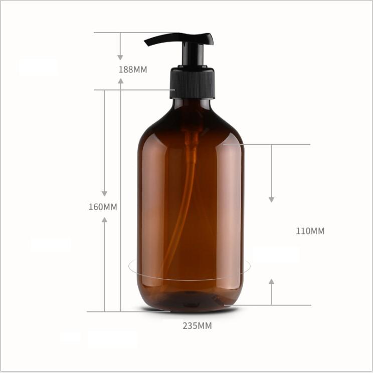 In stock 500ml empty hand sanitizer glass amber bottle hand wash liquid soap dispenser bottle with pump