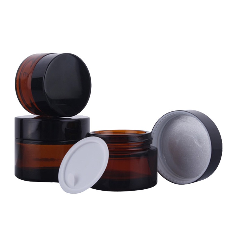 In stock  5G 10G 15G 15G 20G 30G 50G 100G 120G  amber glass jars with sliver gold black screw cap for cream jars