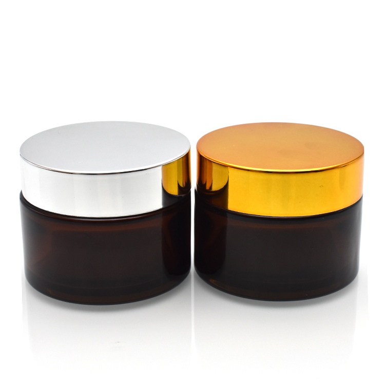 In stock 5G 10G 15G 15G 20G 30G 50G 100G 120G amber glass jars with sliver gold black screw cap for cream jars
