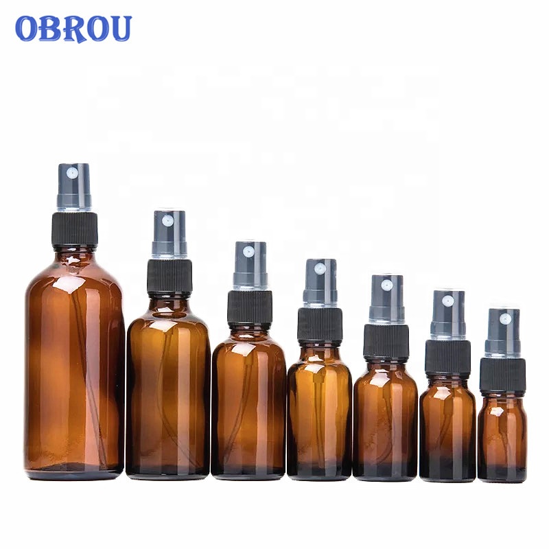 In stock!! 5ml 10ml 15ml 20ml 30ml 50ml 100ml amber spray pump glass perfume bottles with pump sprayer
