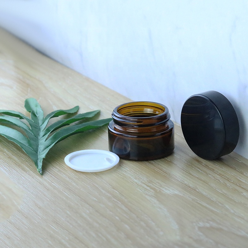 In stock 5ml 10ml 15ml 20ml 30ml 50ml Amber empty round small glass jar for cosmetic cream (GJM10)