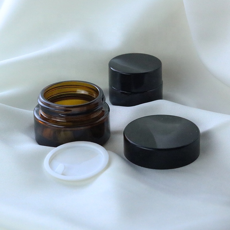 In stock 5ml 10ml 15ml 20ml 30ml 50ml Amber empty round small glass jar for cosmetic cream (GJM10)