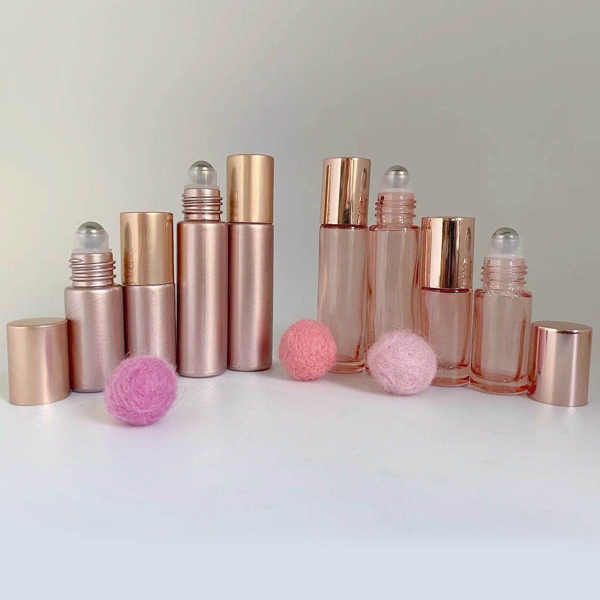 In stock 5ml 10ml rose gold color essential oil roller on glass bottle