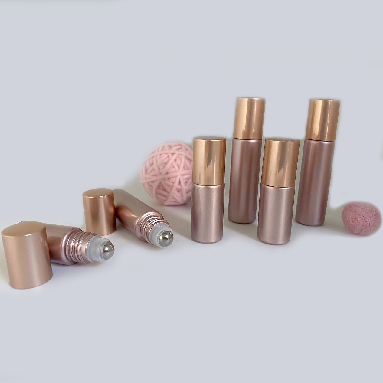 In stock 5ml 10ml rose gold color essential oil roller on glass bottle