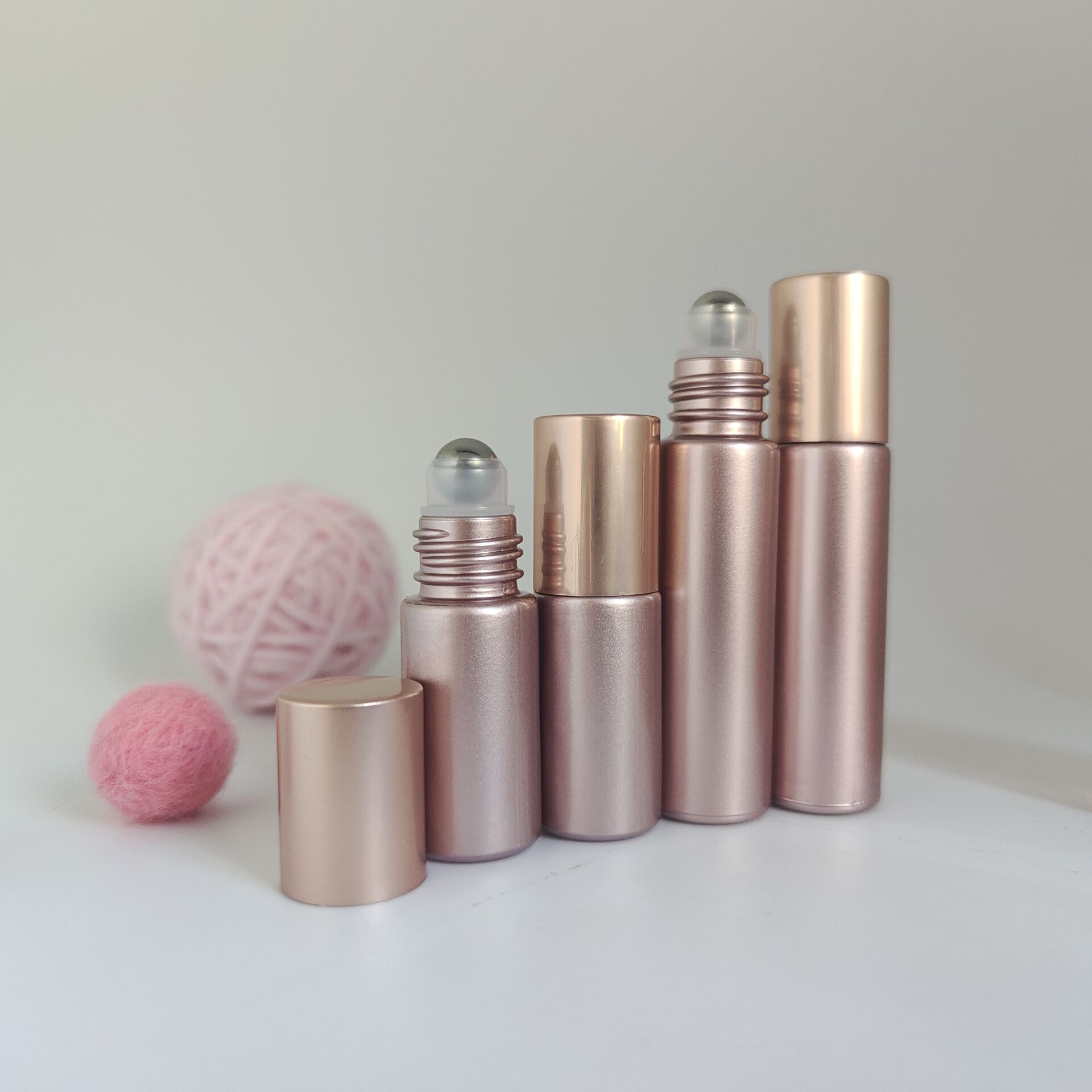 In stock 5ml 10ml rose gold color essential oil roller on glass bottle