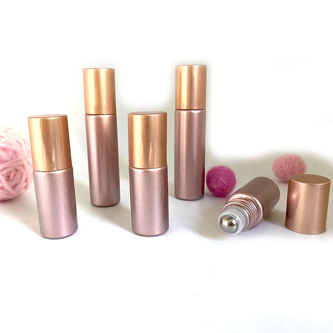 In stock 5ml 10ml rose gold color essential oil roller on glass bottle