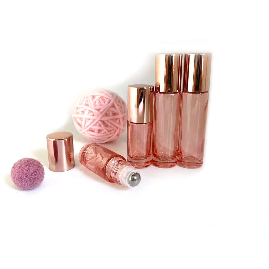 In stock 5ml 10ml rose gold color essential oil roller on glass bottle