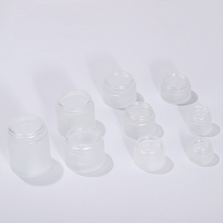 In stock 5ml 15ml 30ml 50ml 100ml Clear Frosted Glass Jar With Bamboo Wood Lid and Plastic wood grain cover For Body Cream