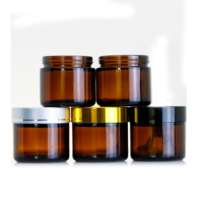 In stock 60ml cylinder amber glass candle jar with Screw cap wholesale