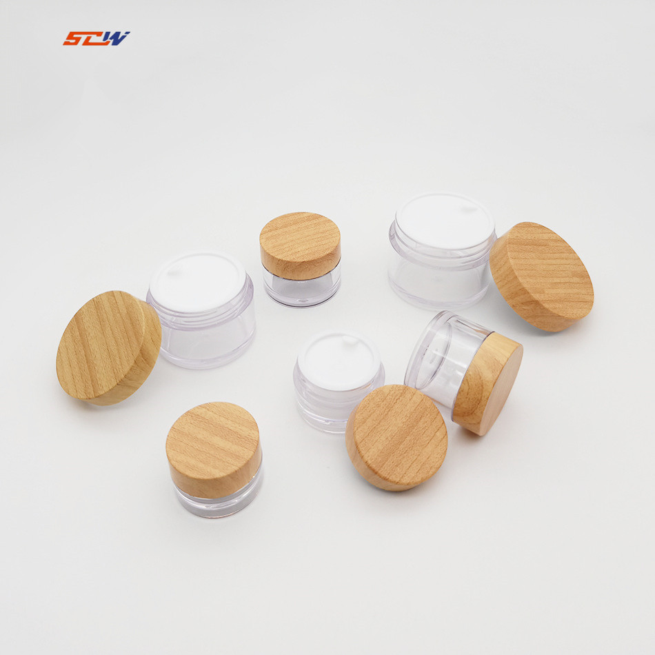 In stock 80ml 100ml 120ml 150ml 200ml 250ml PET Wooden Print PET Plastic Cream Jar Plastic Jar Skin Care Cream Jar