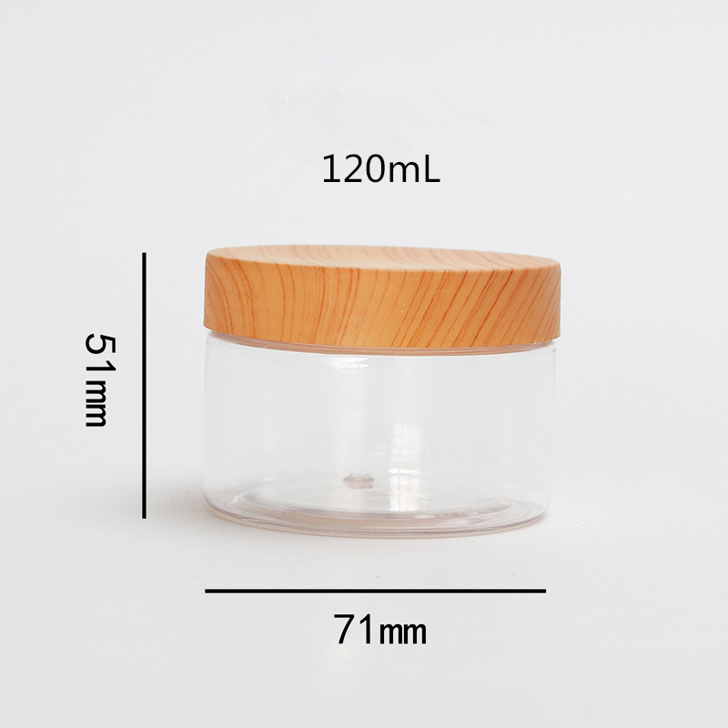 In stock 80ml 100ml 120ml 150ml 200ml 250ml PET Wooden Print PET Plastic Cream Jar Plastic Jar Skin Care Cream Jar
