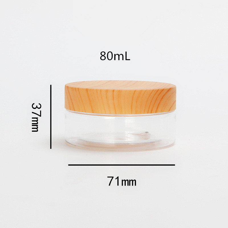 In stock 80ml 100ml 120ml 150ml 200ml 250ml PET Wooden Print PET Plastic Cream Jar Plastic Jar Skin Care Cream Jar