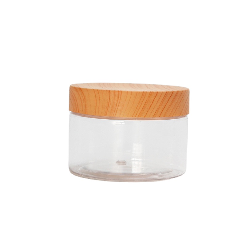 In stock 80ml 100ml 120ml 150ml 200ml 250ml PET Wooden Print PET Plastic Cream Jar Plastic Jar Skin Care Cream Jar