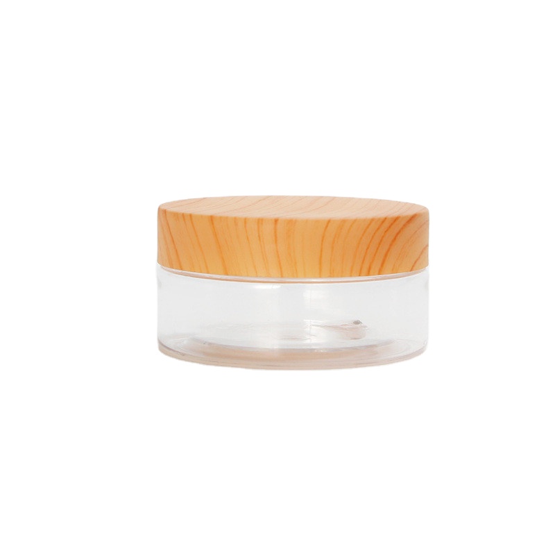 In stock 80ml 100ml 120ml 150ml 200ml 250ml PET Wooden Print PET Plastic Cream Jar Plastic Jar Skin Care Cream Jar