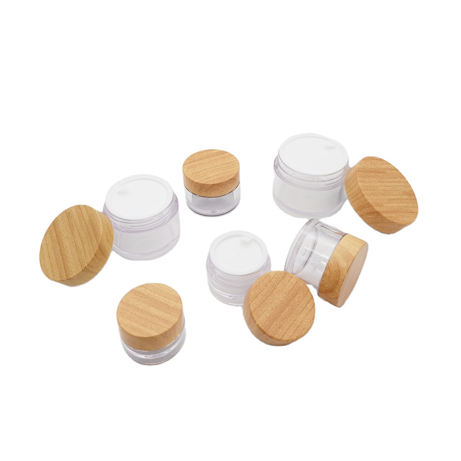 In stock 80ml 100ml 120ml 150ml 200ml 250ml PET Wooden Print PET Plastic Cream Jar Plastic Jar Skin Care Cream Jar