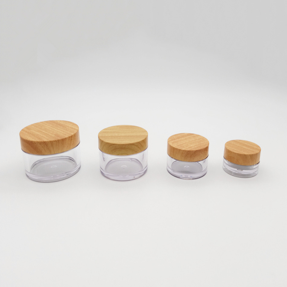 In stock 80ml 100ml 120ml 150ml 200ml 250ml PET Wooden Print PET Plastic Cream Jar Plastic Jar Skin Care Cream Jar