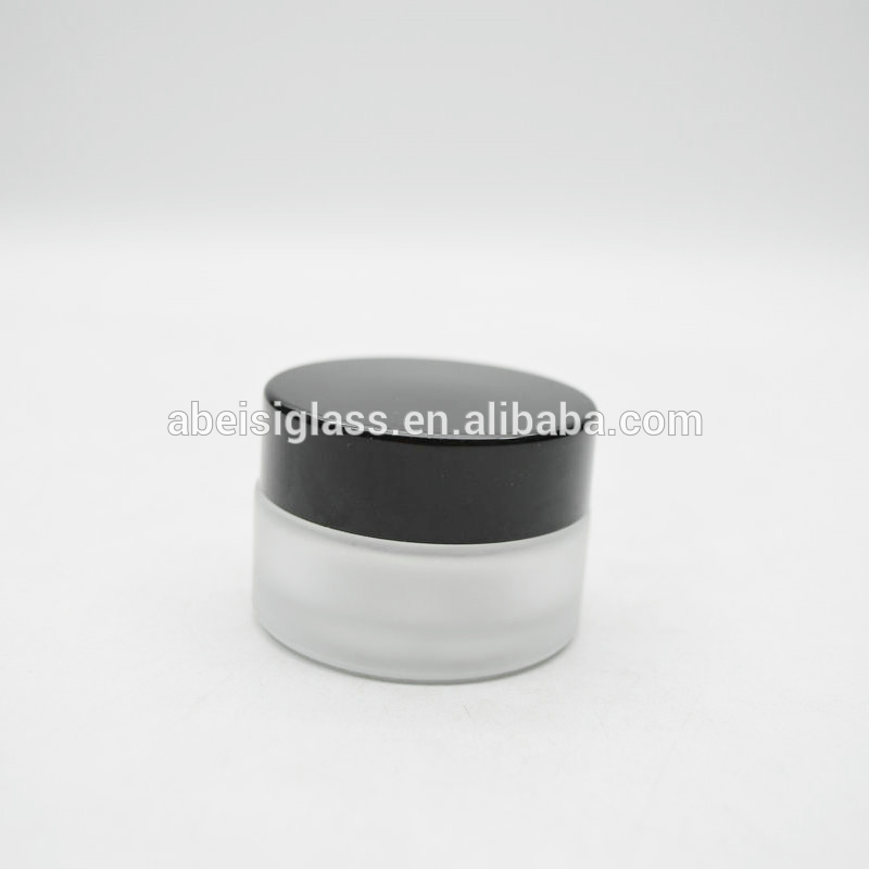 In stock ! Amber Clear Frosted 20ml Round Glass Jars, with Inner Liners and black Lids