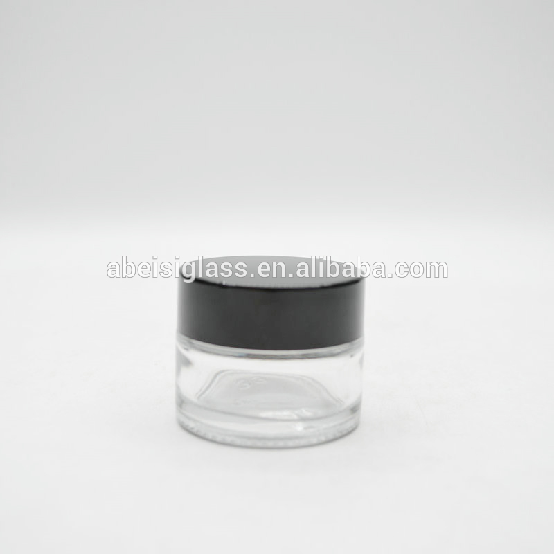 In stock ! Amber Clear Frosted 20ml Round Glass Jars, with Inner Liners and black Lids