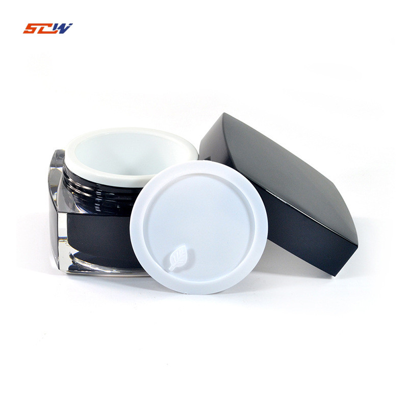 In stock Black 5/10/15/30/50g cream jar square face mask plastic jar cosmetic box mini sample box