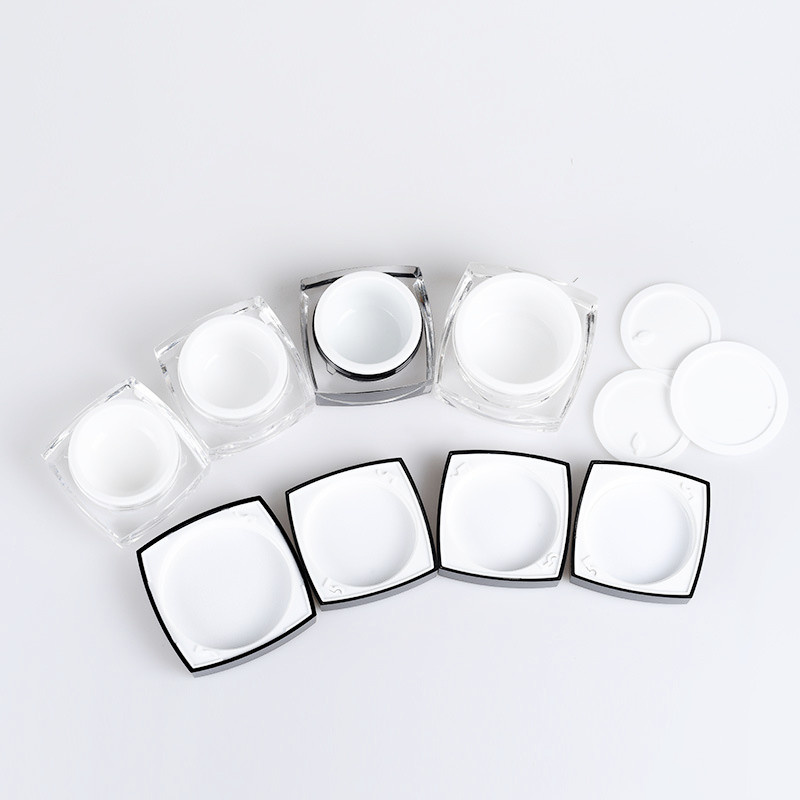 In stock Black 5/10/15/30/50g cream jar square face mask plastic jar cosmetic box mini sample box