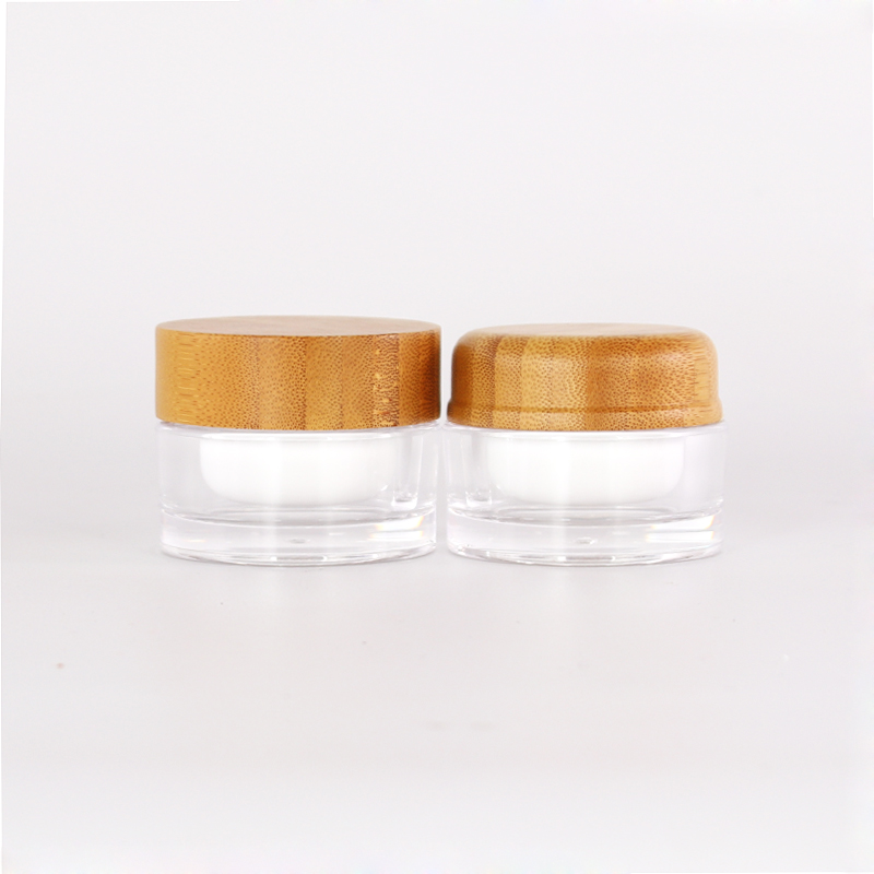In stock Empty 50ml 250ml 500ml Clear Frosted Plastic Cream Container Jar with Bamboo Lid