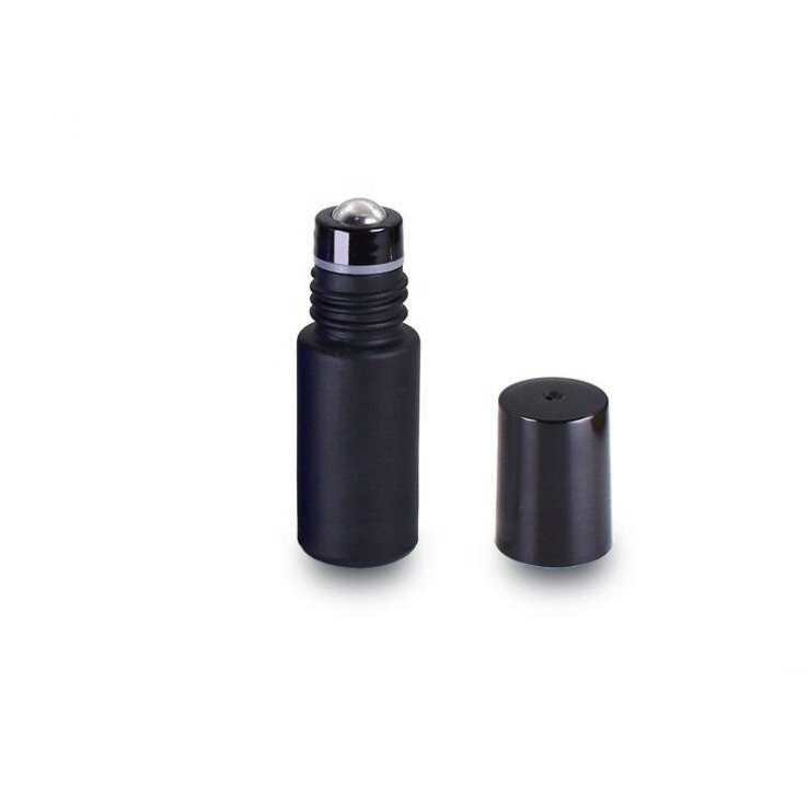 In stock Essential Oil Roller Bottles 5 ML amber black blue Perfume Glass Roll On Bottle