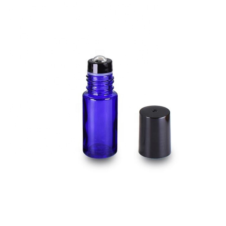 In stock Essential Oil Roller Bottles 5 ML amber black blue Perfume Glass Roll On Bottle