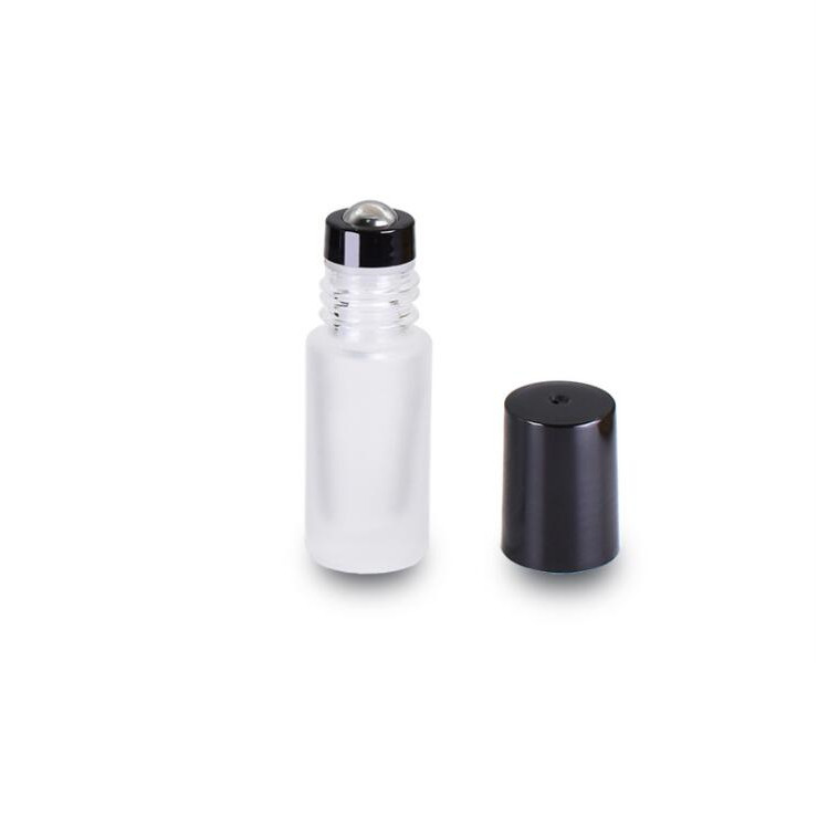 In stock Essential Oil Roller Bottles 5 ML amber black blue Perfume Glass Roll On Bottle