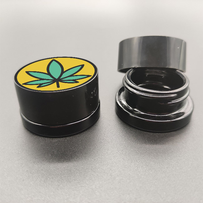 In stock OEM 5ml glass CBD concentrate jar 9ml black/white/clear UV cosmetic cream container with plastic black/white Smooth lid