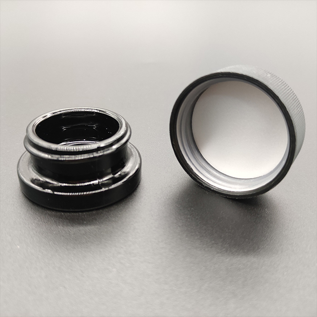 In stock OEM 5ml glass CBD concentrate jar 9ml black/white/clear UV cosmetic cream container with plastic black/white Smooth lid
